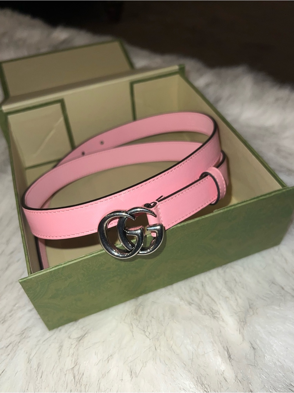 Gucci Pink Thin Leather Interlocking G Belt